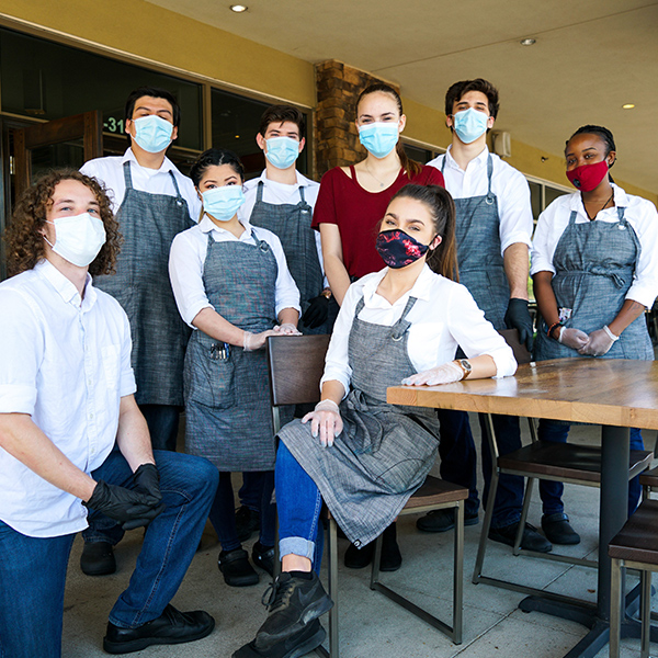 Bakers Crust Employee Group shot wearing face masks